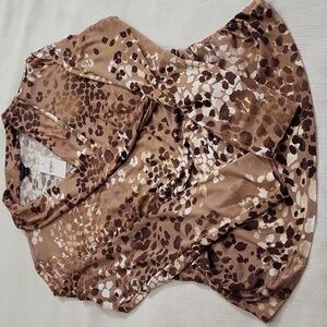 Ann Taylor Brown Floral Drape Blouse